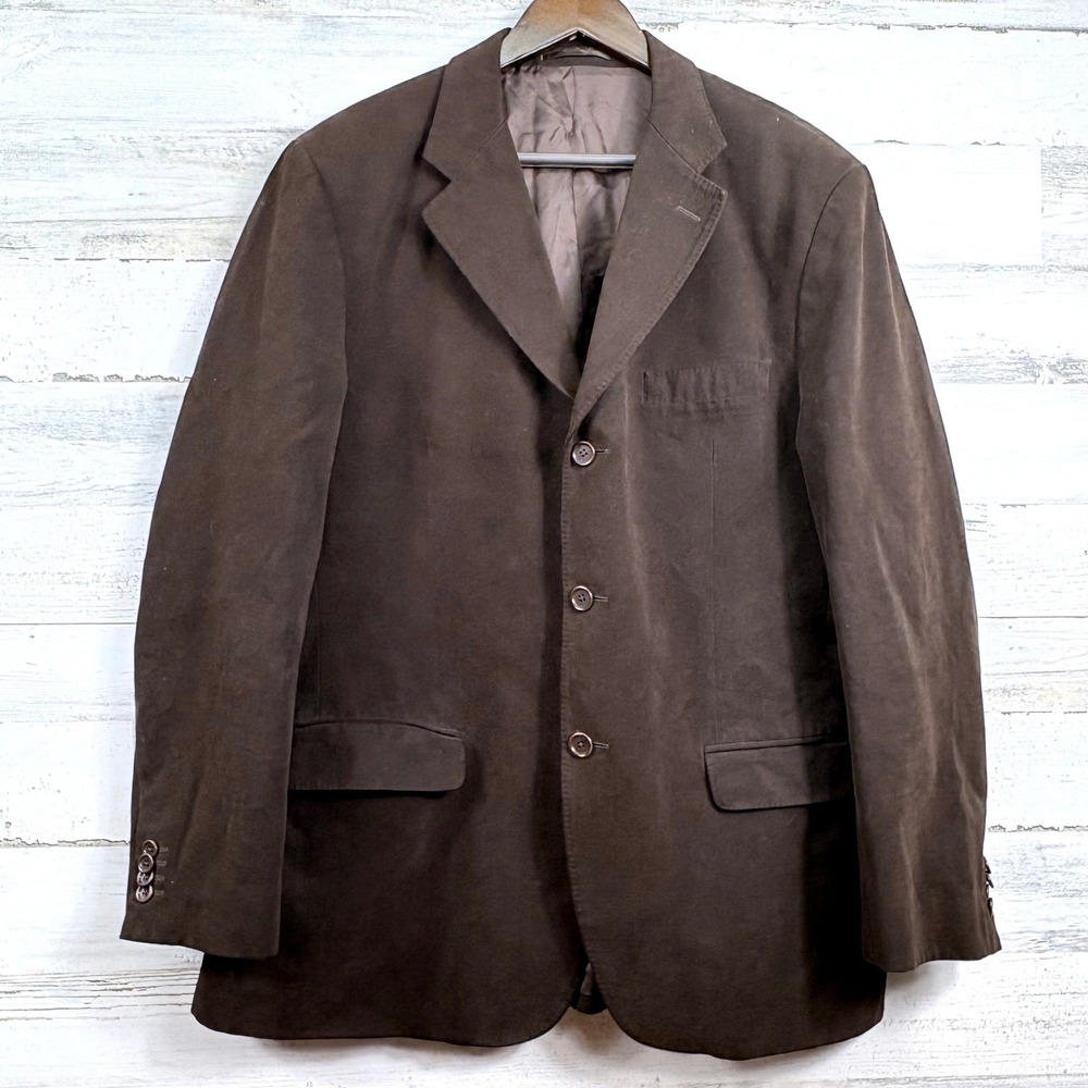 Massimo Dutti Blazer Mens 44R Brown‎ Extrafine Cotton Italian Fabric Sport Coat